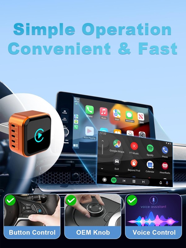 Wireless CarPlay Adapter 2026 Upgraded for iOS & Android Auto，Mini Size Wired... gallery