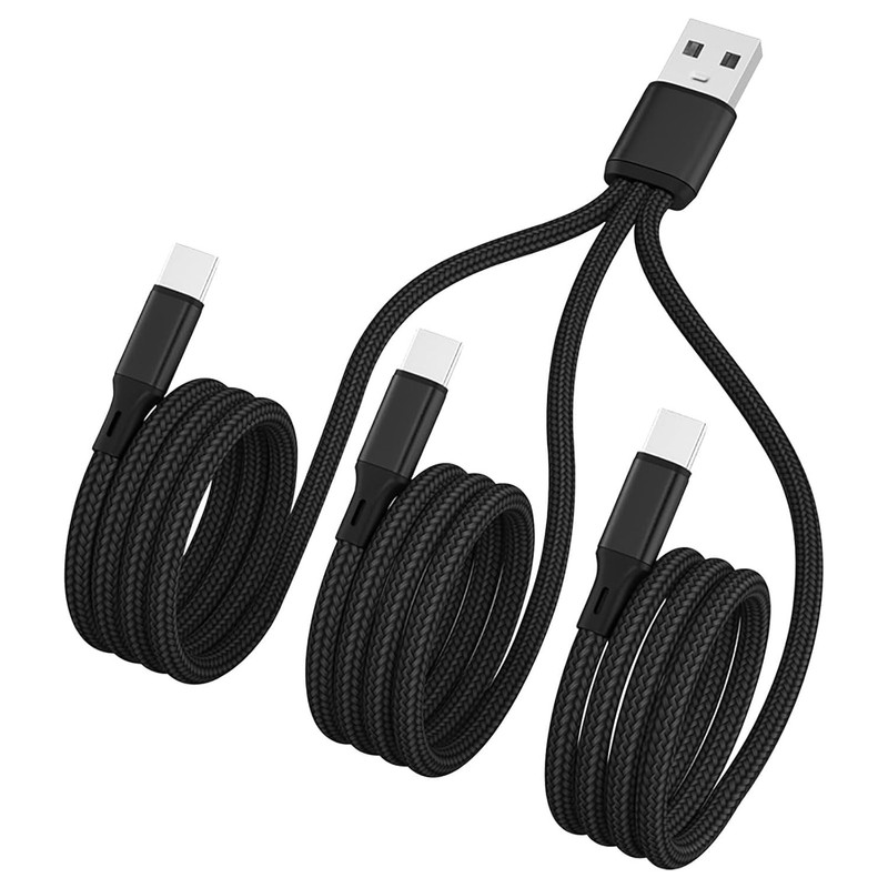 Multi USB C Cable 4FT, 3 in 1 Multiple Type C Charging,3A Splitter Black