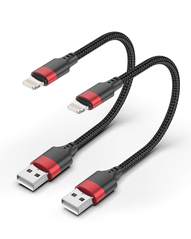 Bkduice 6 inch Short Lightning Cable, [MFi Certified] 2 Pack 6 inch, Black