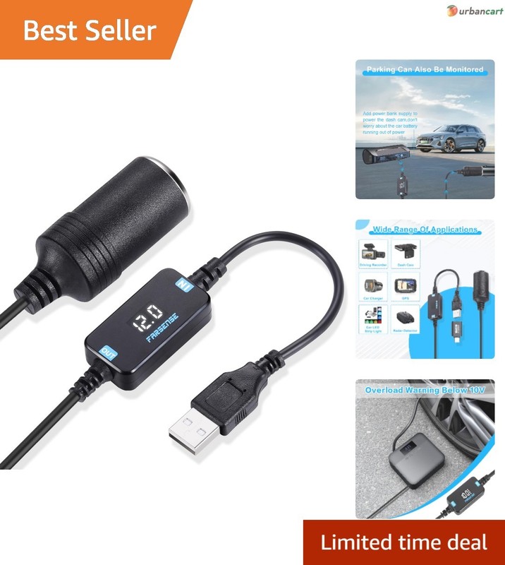 5V to 12V USB Car Power Converter with Display & Switch