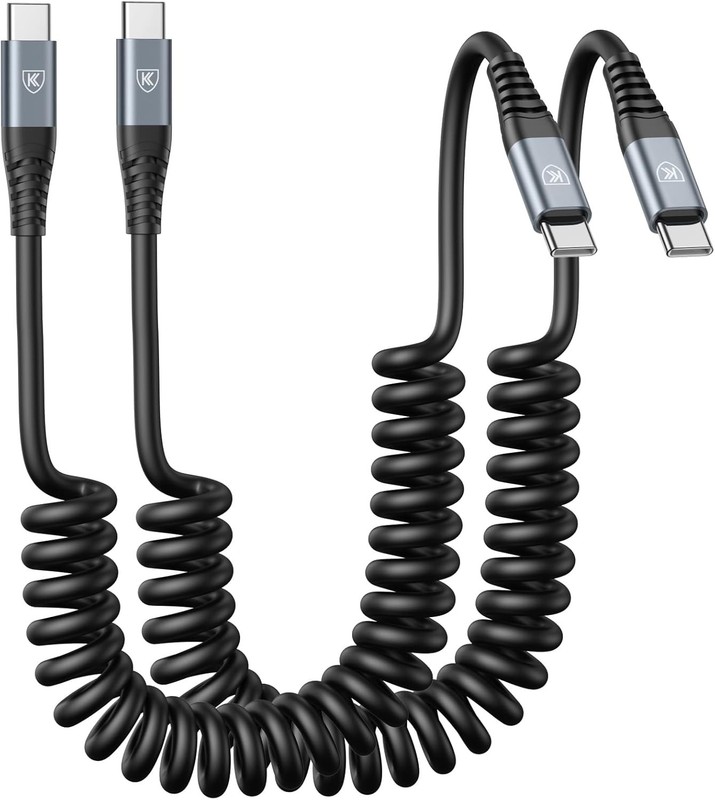 USB C to C Cable 3ft 2Pack Coiled USB C Charger Cable for Car C Fast Charging