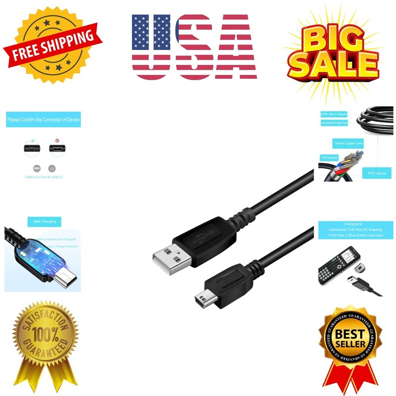 Charger Cable Compatible with Texas Instruments TI-84 Plus , TI 84 Plus C Sil…