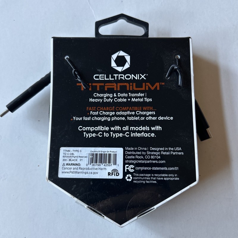 Celltronix Titanium 6′ Tangle Free Heavy Duty USB-C Cable – New