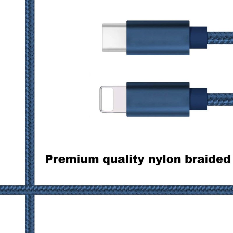 RoFI USB-C to Phone 11 Charger Cable [2 Pack 2 Feet] 2 Feet, 2 Dark blue gallery