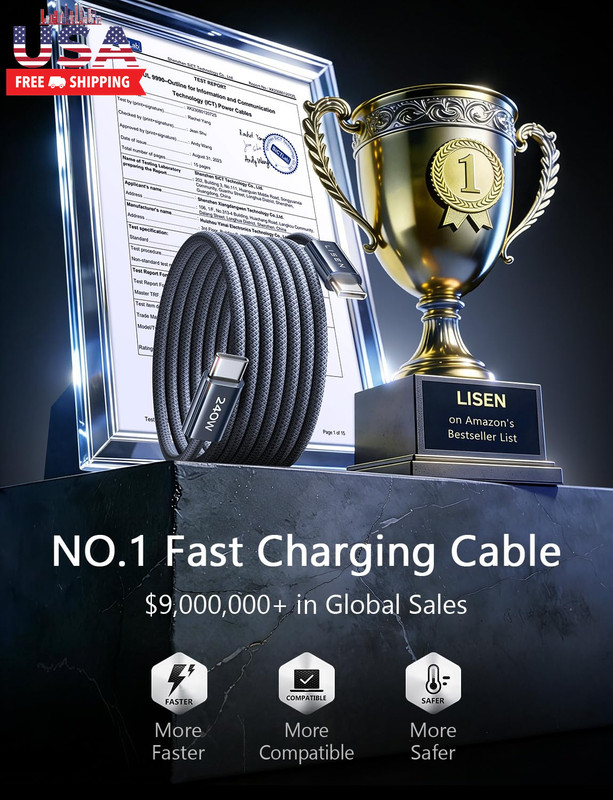 USB C to USB C Cable, 240W C to C Cable Fast Charging [6.6FT, 2 Pack] Type C Cha gallery