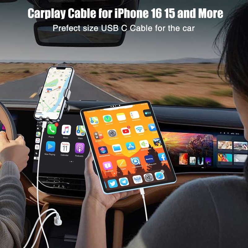 2 Pack CarPlay Cable For iPhone 3.3FT Fast Charging USB Data Sync Cord gallery