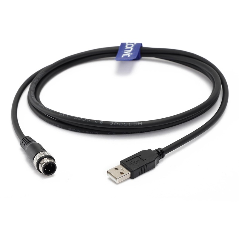 Industrial M12 4Pin ACode Male To USB 2.0 Male Shielded IP67 Waterproof 2M