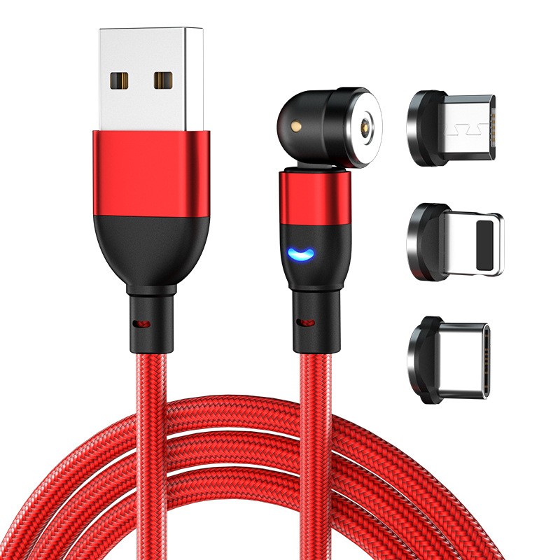 3-in-1 540° Magnetic Charging Cable – Rotating Blind Suction USB Cable for Phone