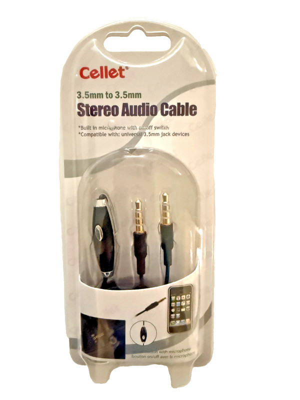 Universal 3.5mm Male Audio Headphone Jack to 3.5mm Male Jack with Microphone NEW