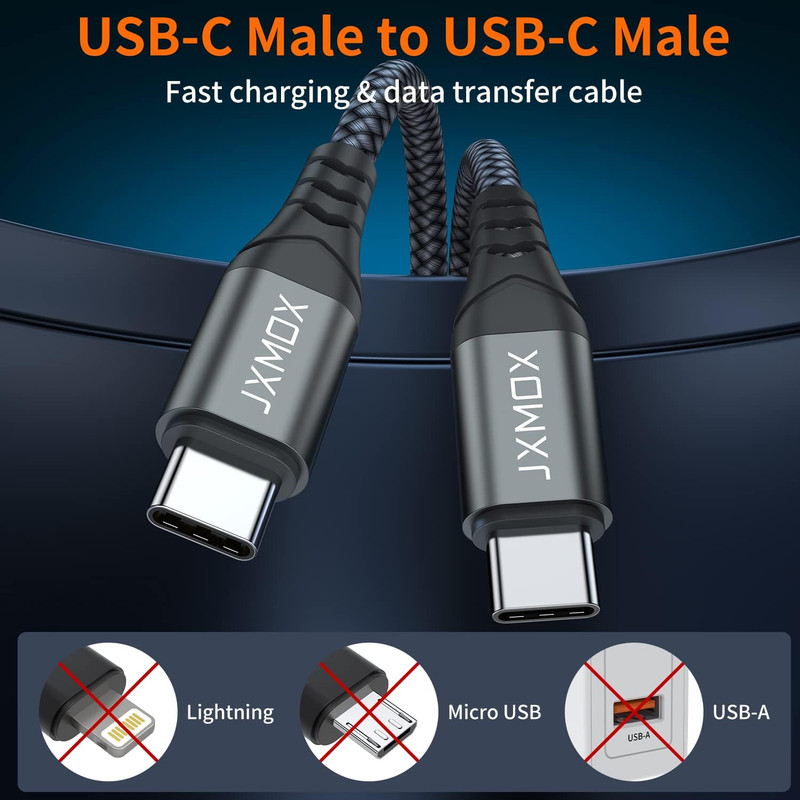 JXMOX Short USB C to USB C Cable 60W, (2 Pack 1Ft) Type C Fast Charging Cord Cha gallery