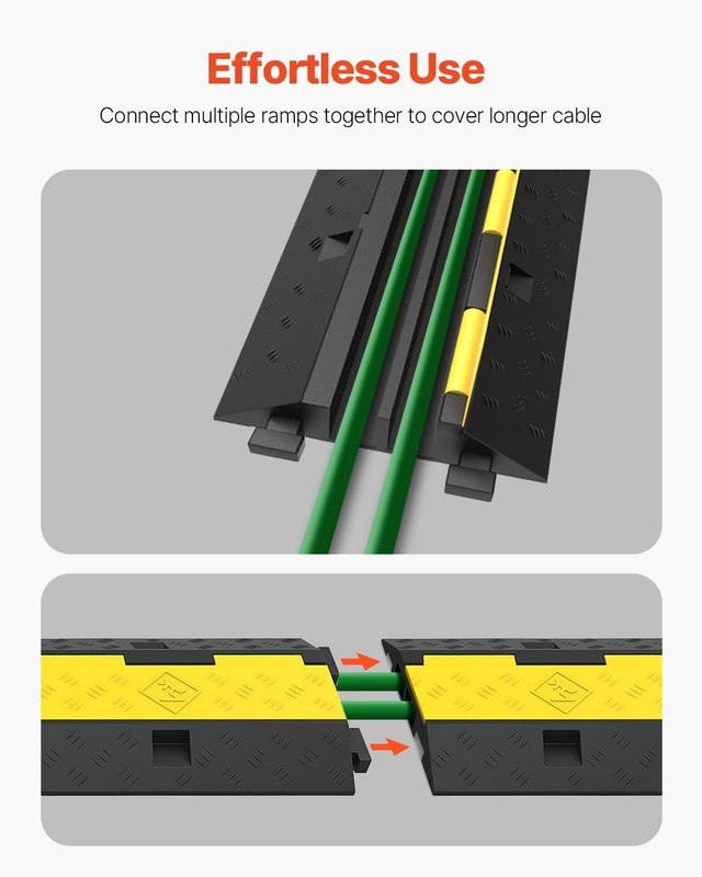 Slip-proof Cable Ramp 3 Pack - Modular Traffic Speed Bumps, 11000lbs Max gallery