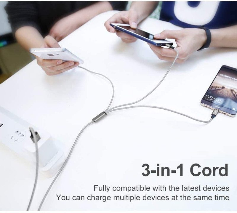 Multi USB Charging Cable 3A, (2Pack 6.6FT)3 in 1 Fast Charger Cord Connector wit gallery