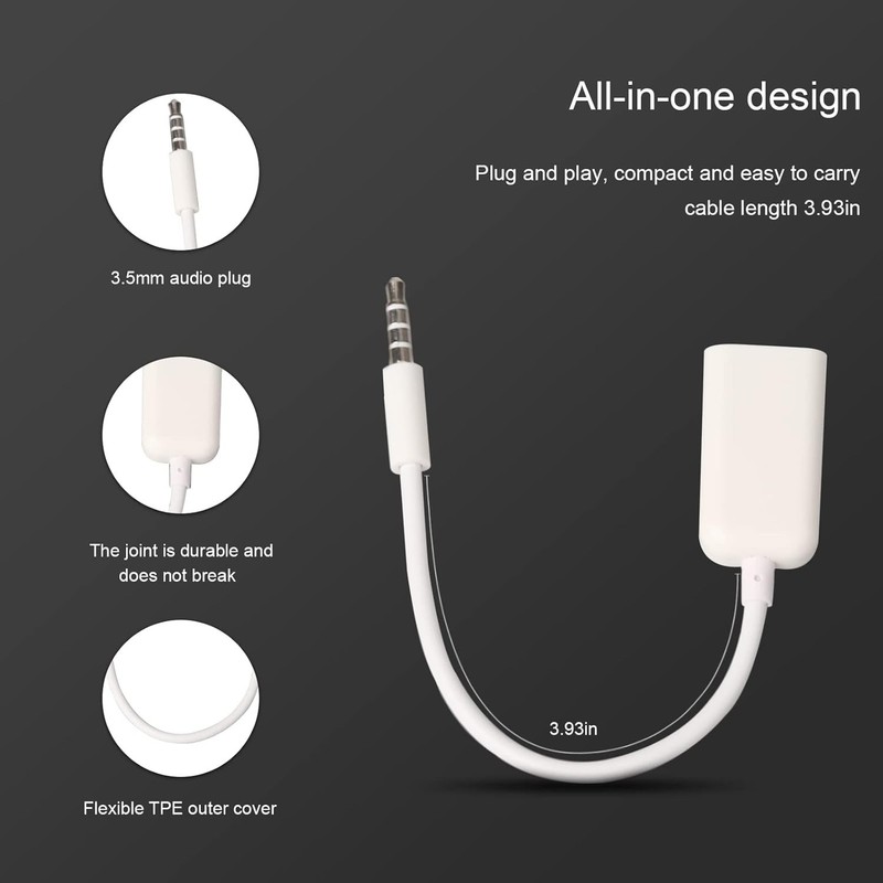 AUX to USB Adapter, 3.5mm Male Audio Jack to USB 2.0 Female Converter Cable, ... gallery