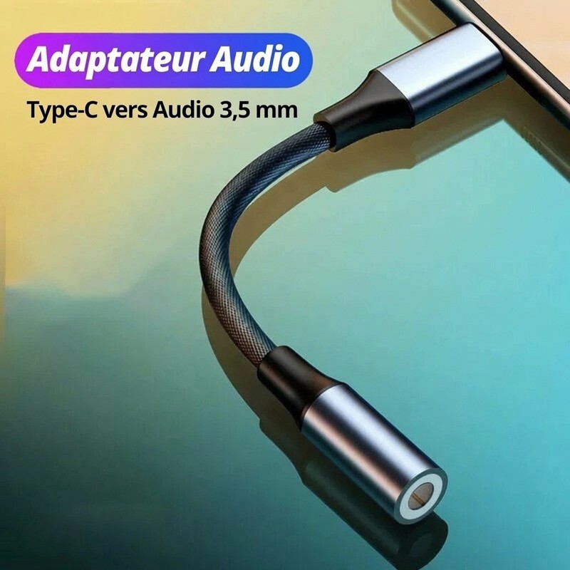 USB-C To 3.5mm Audio Jack Adapter Nylon 12cm Silver DAC For iPhone 17 16 15 gallery