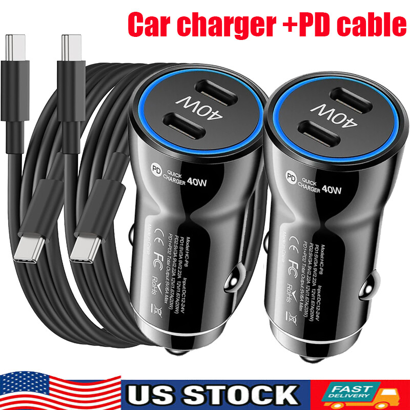 Dual USB C Type C Fast 40W Car Charger Adapter For iPhone 17e /Google /Samsung gallery