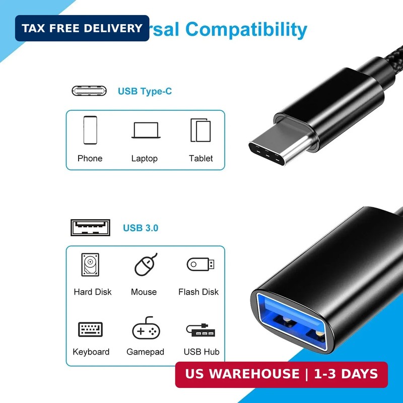 USB C to USB 3.0 Adapter [3 Pack], USB C Male to USB Female OTG Cable Thunderbol gallery