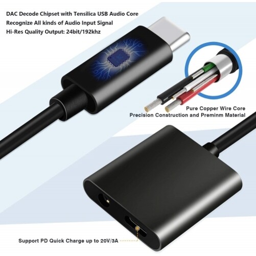 For Motorola One, Edge, Moto G - USB-C Headphone Adapter Earphone 3.5mm Jack gallery