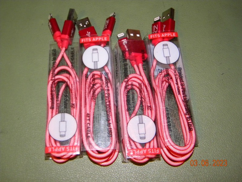 4X BRAIDED IPHONE, IPAD, IPOD, POWER XCEL RAPID CHARGE CORDS USB 4FT