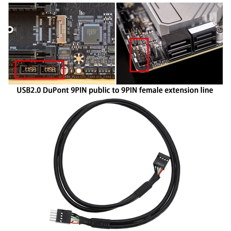 2PCS USB Header Extension Cable USB 2.0 9-Pin to 9-Pin Female Internal Mother... gallery