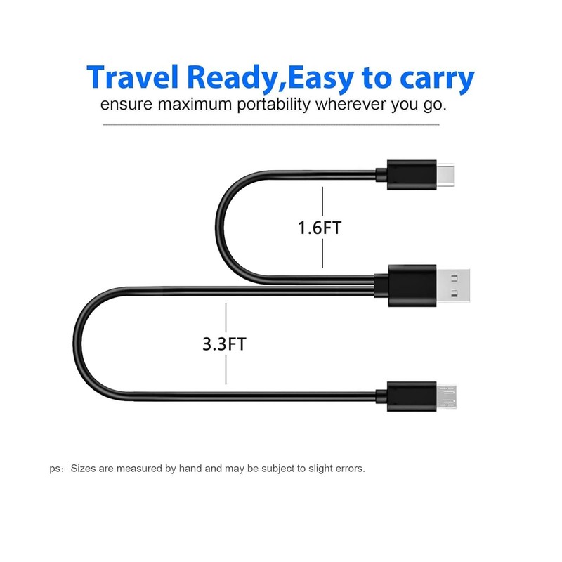 High-Speed 3ft Charging Cable for Wireless Earbuds - USB Type C & Micro USB gallery