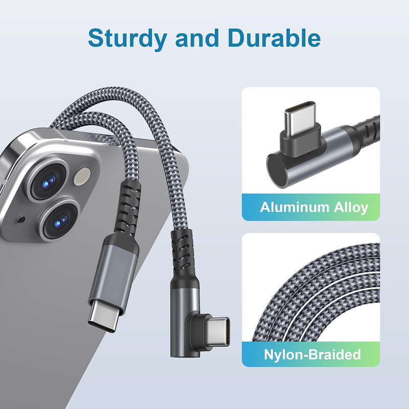 Angle USB C to Type C 60W Charger Cable 10FT with OTG Adapter,Car Charging Cord gallery