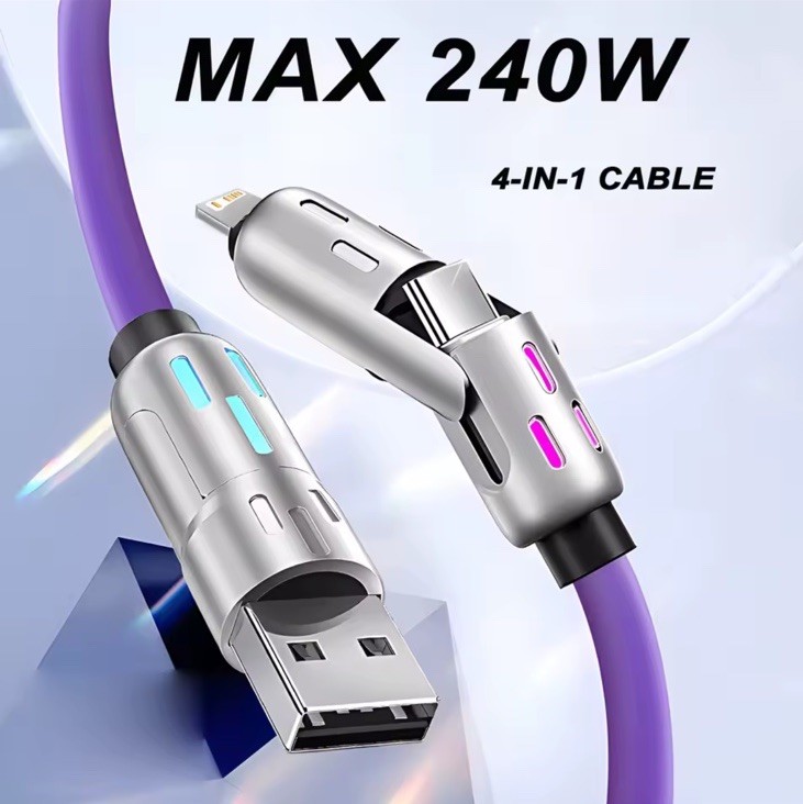 4-in-1 USB C Cable 240W 4FT for Apple Cable Fast Charging 480Mbps Data Sync gallery