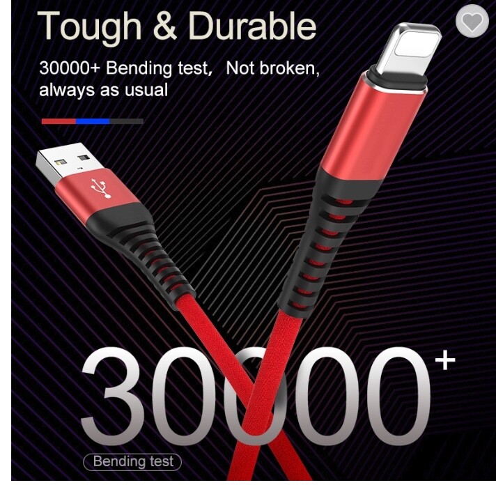 Fast High Quality Charging Cable 3A QTY 35pcs/Box Nylon Braid iPhone Samsung 4ft