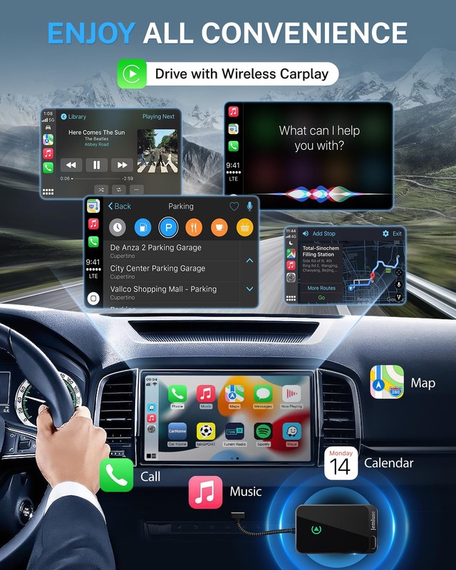 Wireless CarPlay Adapter for Apple iPhone - Multi-User Seamless Connection fo... gallery