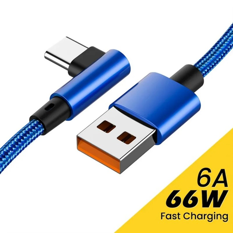 66W 6A 90 Degree Right Angle Elbow Gaming Charger Cable Type C USB Fast Charging gallery