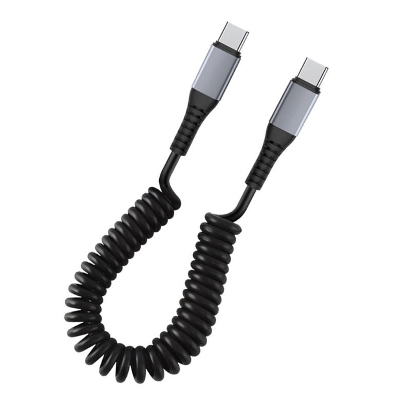 Coiled USB C Cable Fast Charging Cord Spring Designs Cable ABS for Smartphones