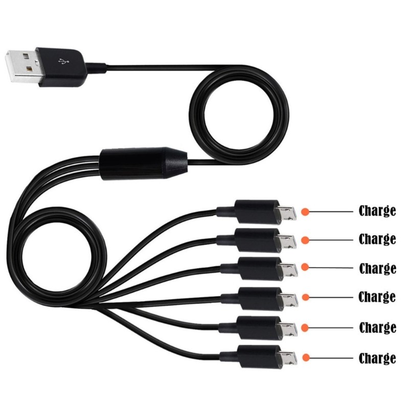 Multi USB Sync Cable 6 in 1 Charging Cord with 6 USB Plug for Mobile gallery
