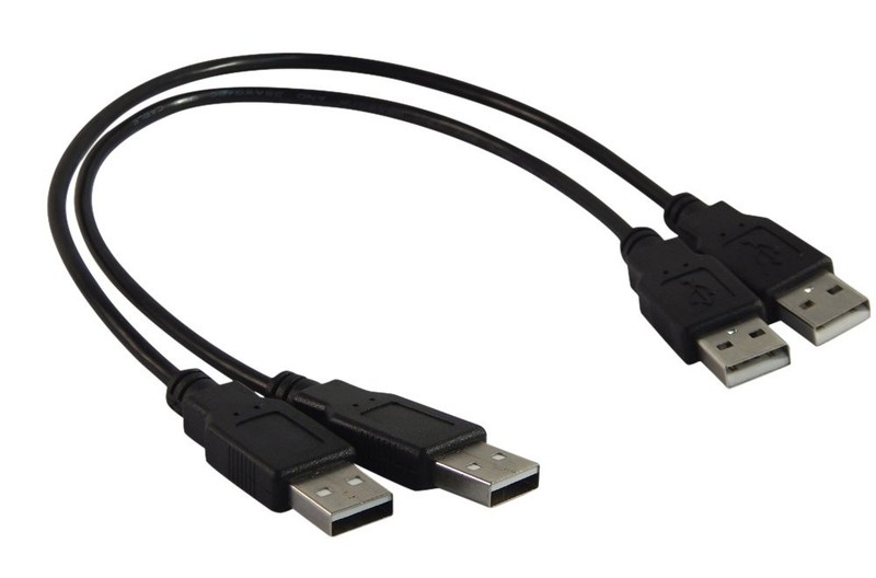 Black USB 2.0 High Speed Male A to Male A Cable 01 Ft 2 Pack