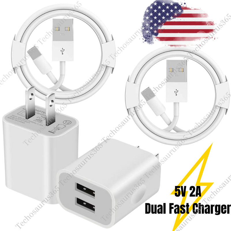 2PACK USB Fast Charger Adapter Cable 5V 2A For iPhone 14 13 12 11 Pro XR X 6 7 8