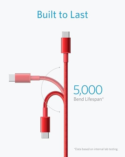 ANKER USB C TO USB C CABLE TYPE C 60W FAST CHARGING (6FT, 2PACK) B8753 - RED gallery