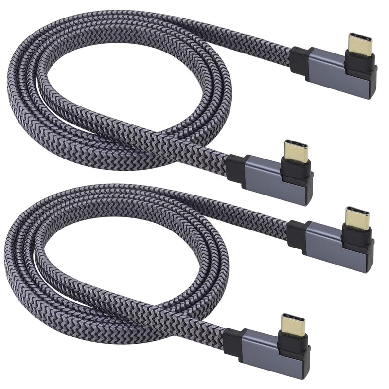 2Pack 90 Degree USB C Cable, Braided Type C Male Fast Charging 1M