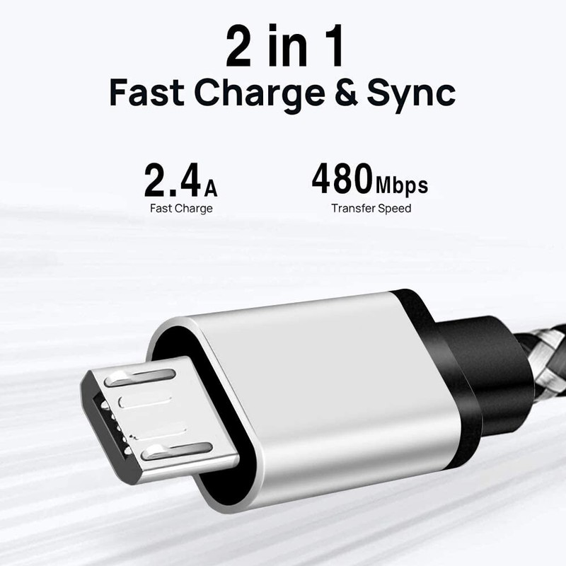 (1x) Black Braided 10ft USB Cable Rapid Charger Sync Wire Data Sync (FVS025803) gallery