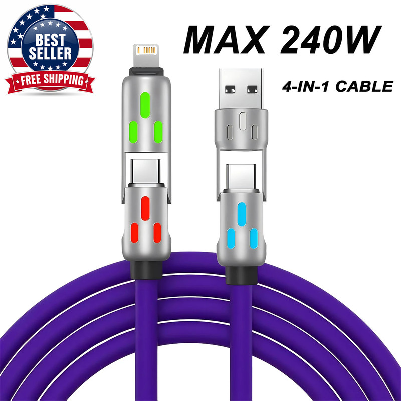 4-IN-1 240W USB Type C to USB C Cable PD Fast Charger Wire for Iphone 16 Pro Max gallery