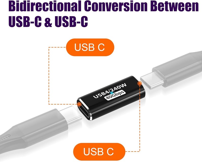 AGVEE 2 Pack USB4 Type-C Female to Female Adapter, PD 240W Quick Charge USB 4.0 gallery