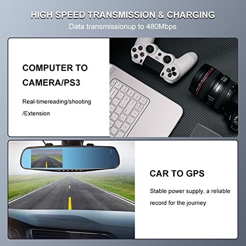 30FT Braided Mini USB 2.0 Cable Type A to Mini B - Charging Cord for PS3, MP3/4, gallery
