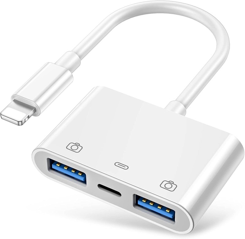 For iPhone to dual USB 3.0 Camera OTG Adapter with Charging Port for iPad lot