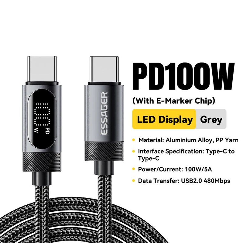 Essager 100W USB Type C To Type C Cable For iPhone 16 15 PD Fast Charging Wire gallery