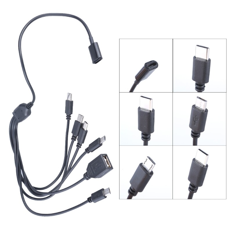 Convenient 6 in 1 Type C Charging Adapter Cable with USB & USB Port gallery