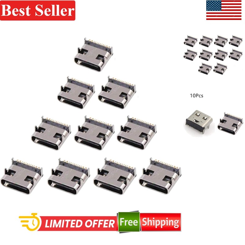 USB 3.1 Type C Female Jack Socket Connector 16Pin PCB Replacement 10 Pack