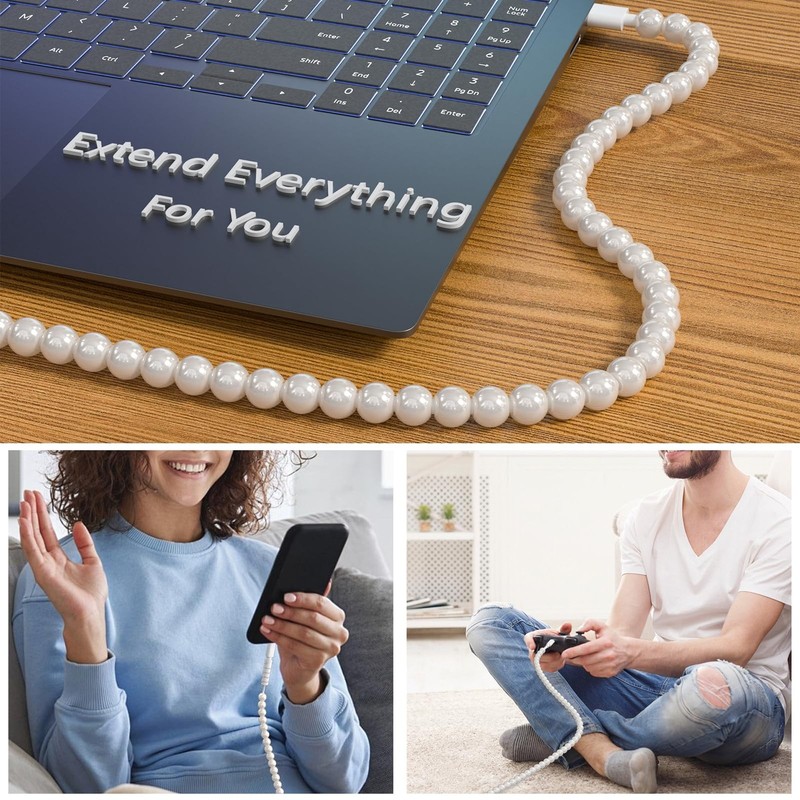 for iPhone Charger Cord 6FT [MFi Certified] Beaded Pearl USB A to Lightn-ing ... gallery