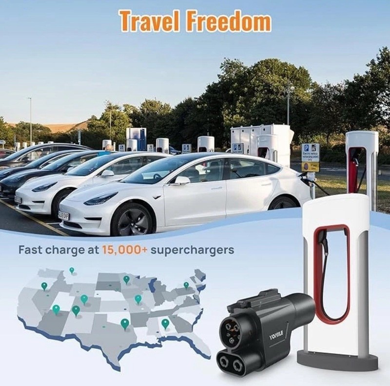 NACS to CCS1 EV Charging Adapter, Tesla Supercharger, Ford, Rivian, GM, New gallery