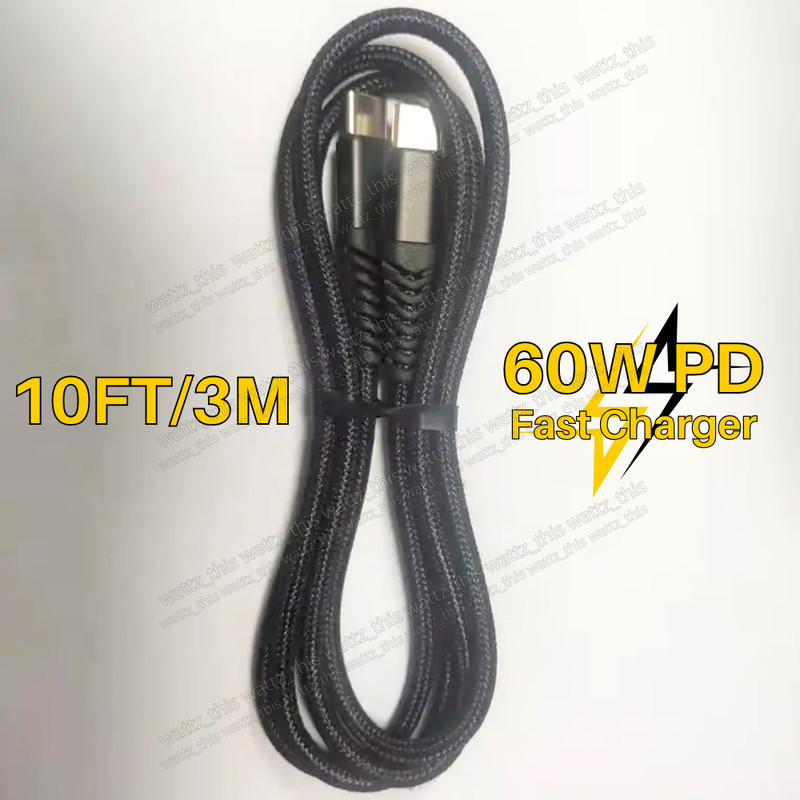 60W USB-C to USB-C Cable Fast Charger PD Cord 10ft For iPhone 15 16 Pro Samsung