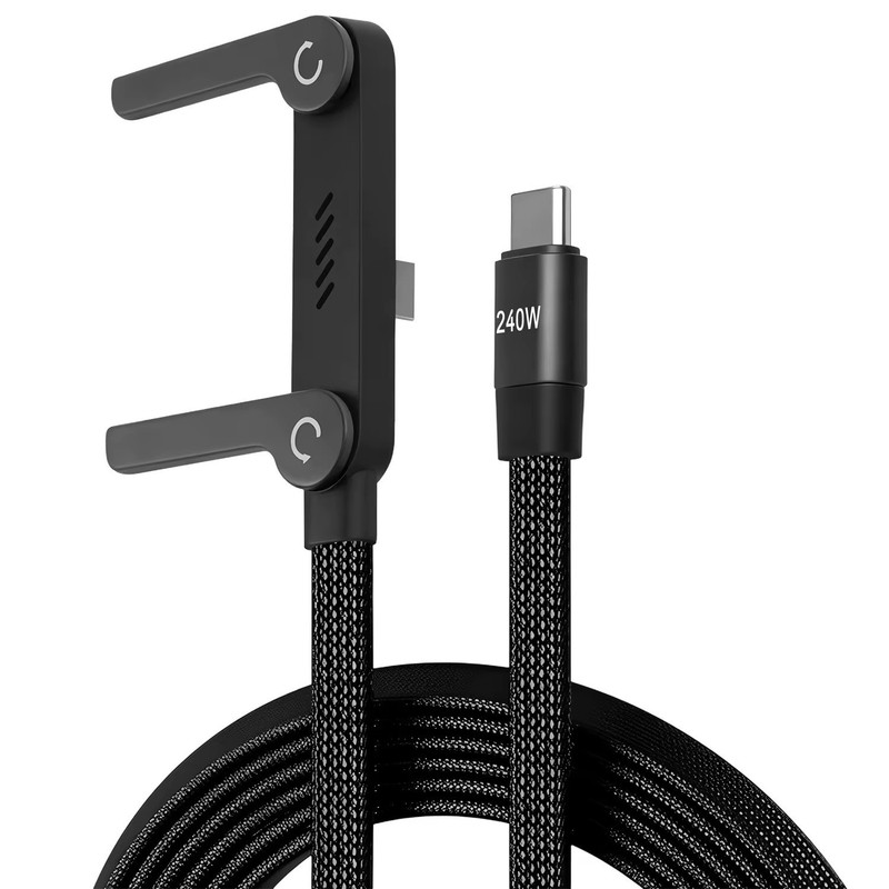 2-in-1 Invisible Holder Charger Cable–240W Fast Charging Cord with Phone Stand gallery