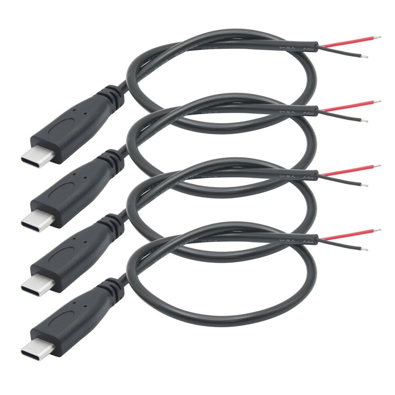 Short USB to 2 Pin Bare Wire Open End Cable,9inch 25cm 5V/3A USB Plug Pigtail...