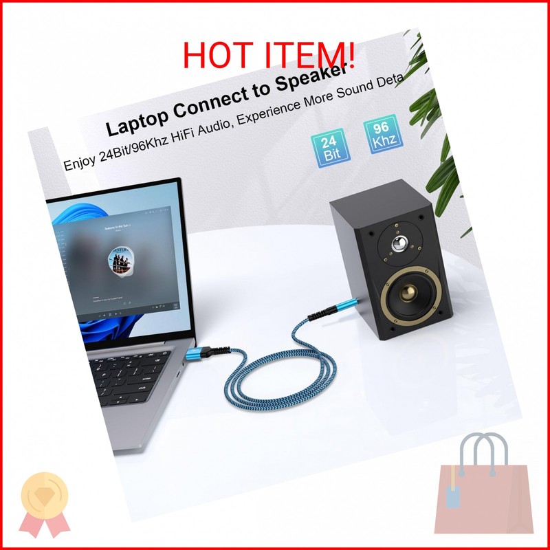 CIQILY USB A to 3.5mm Audio Aux Cable,Braided 3FT USB Male to AUX Male Jack Adap gallery