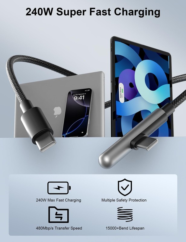 16FT USB C Cable Fast Charging 240W,Extra Long USB C to USB C Cable 16foot Ty... gallery